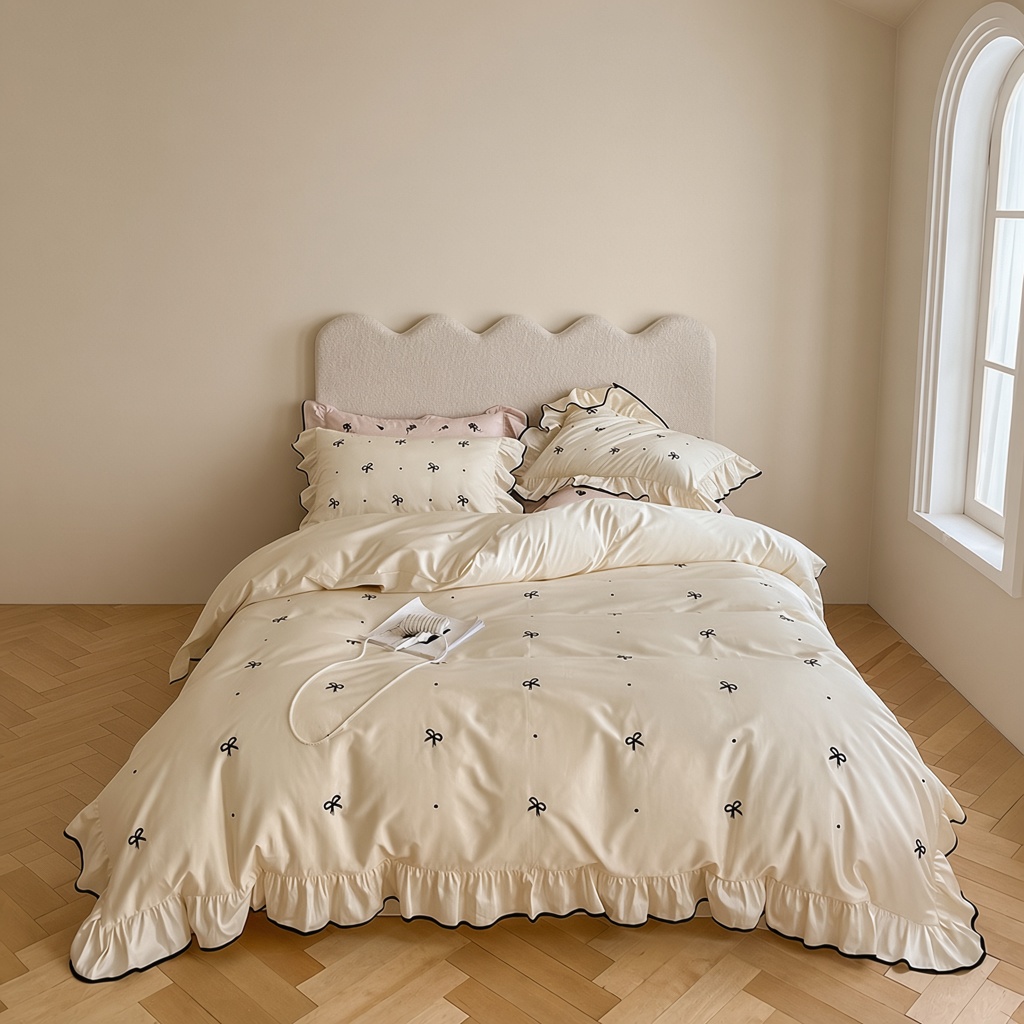 Ribbon Ruffle Long Staple Cotton Jacquard Bedding Bundle