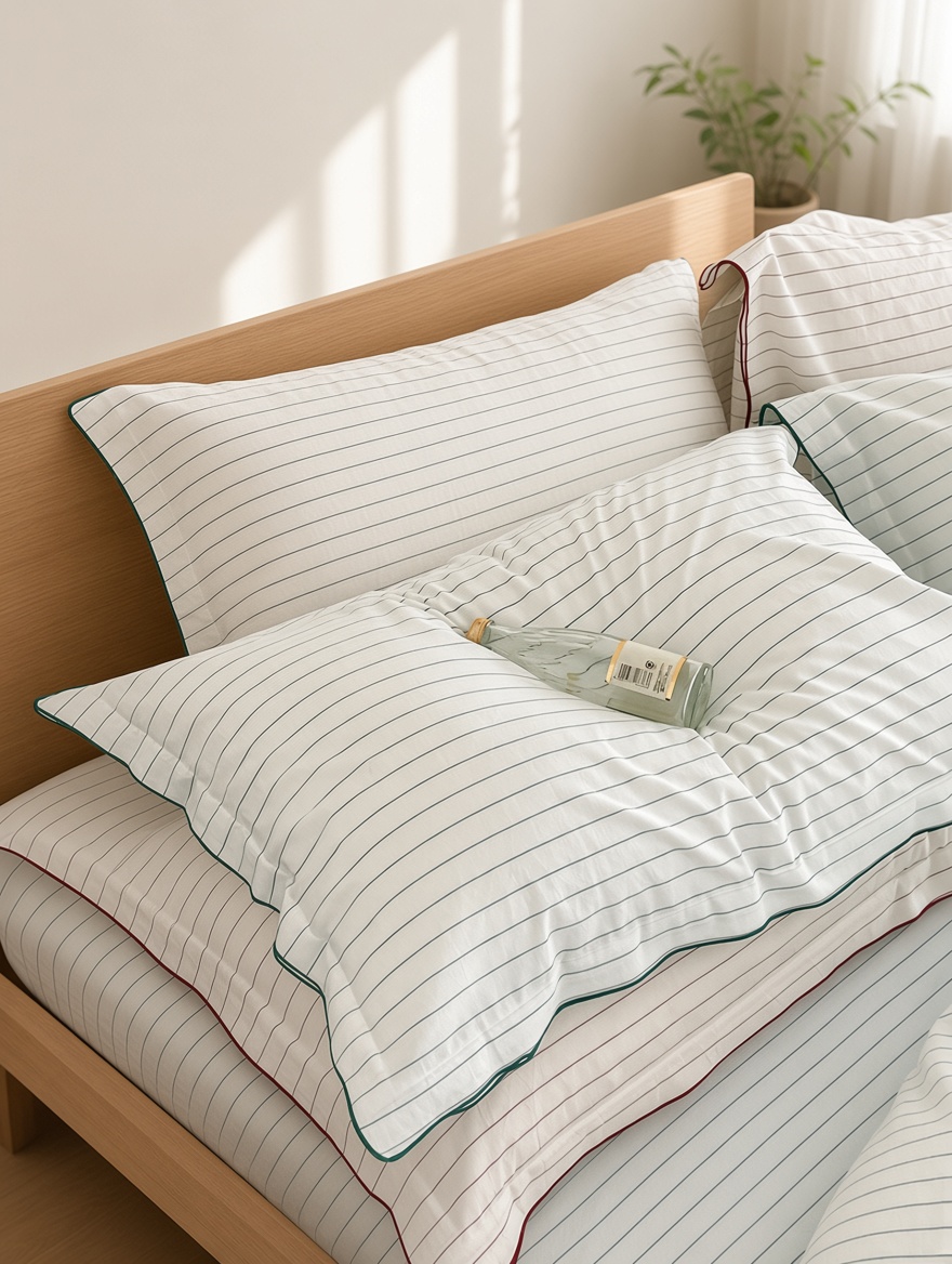 Scandinavian Striped Cotton Overlock Bedding Set