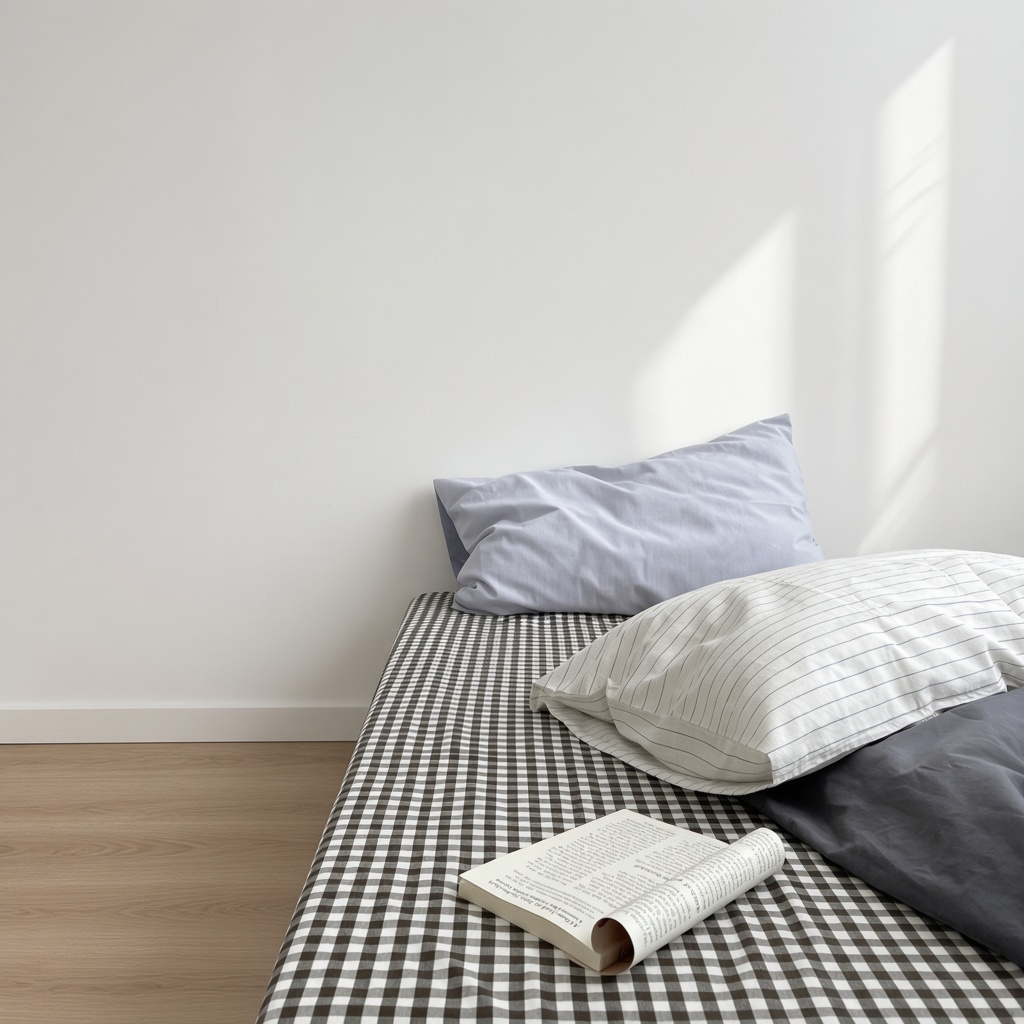 Minimalist Mixed Gingham Cotton Washed Breathable Bedding Set