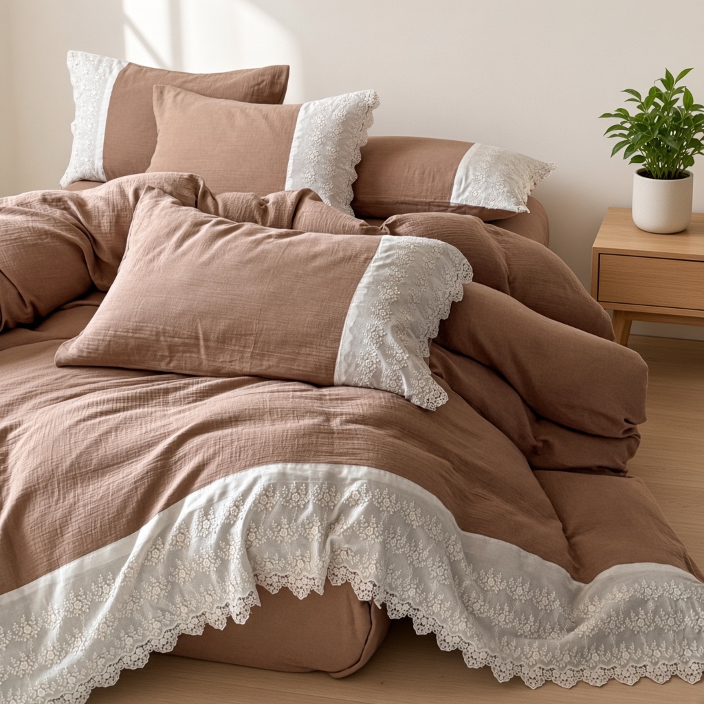 Lace Cotton Double Gauze Breathable Bedding Set