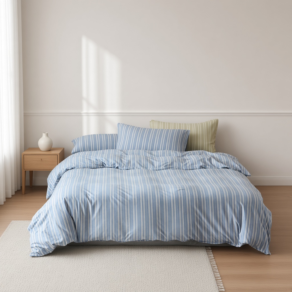 Striped Cotton Jersey Knit Bedding Set