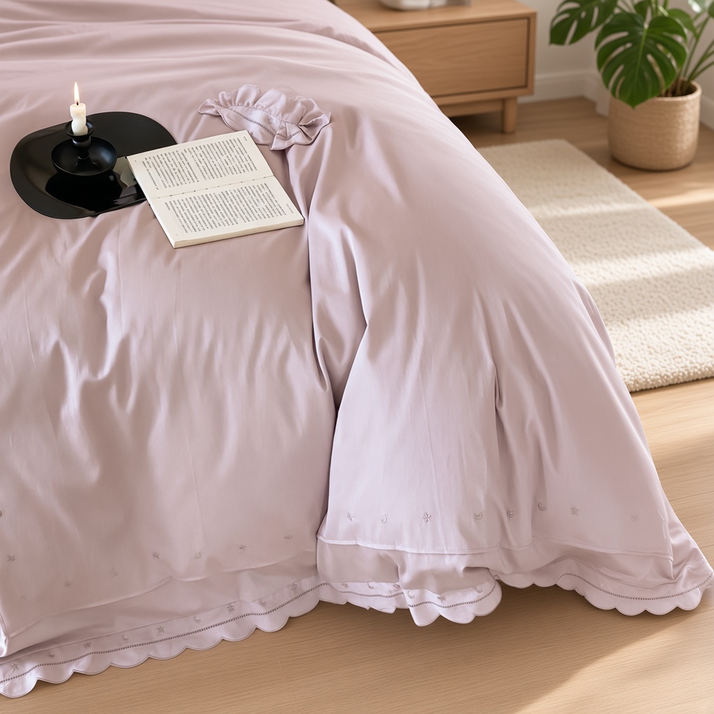 Celestial Ruffle Cotton Embroidered Bedding Bundle