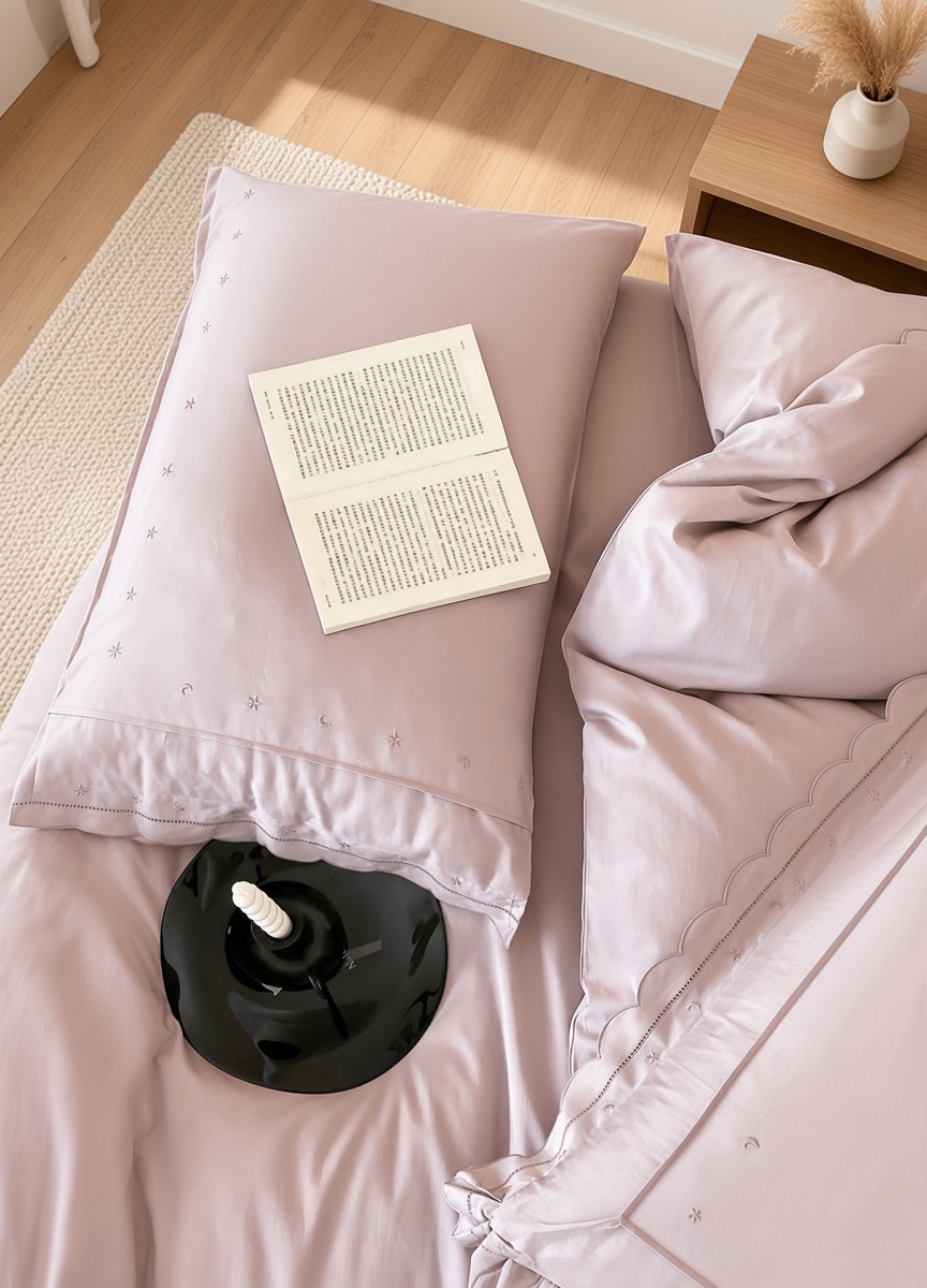 Celestial Ruffle Cotton Embroidered Bedding Bundle