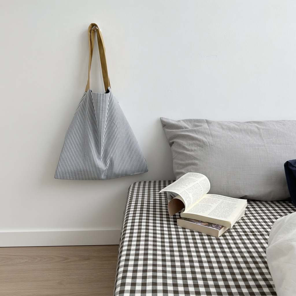 Minimalist Mixed Gingham Cotton Washed Breathable Bedding Set