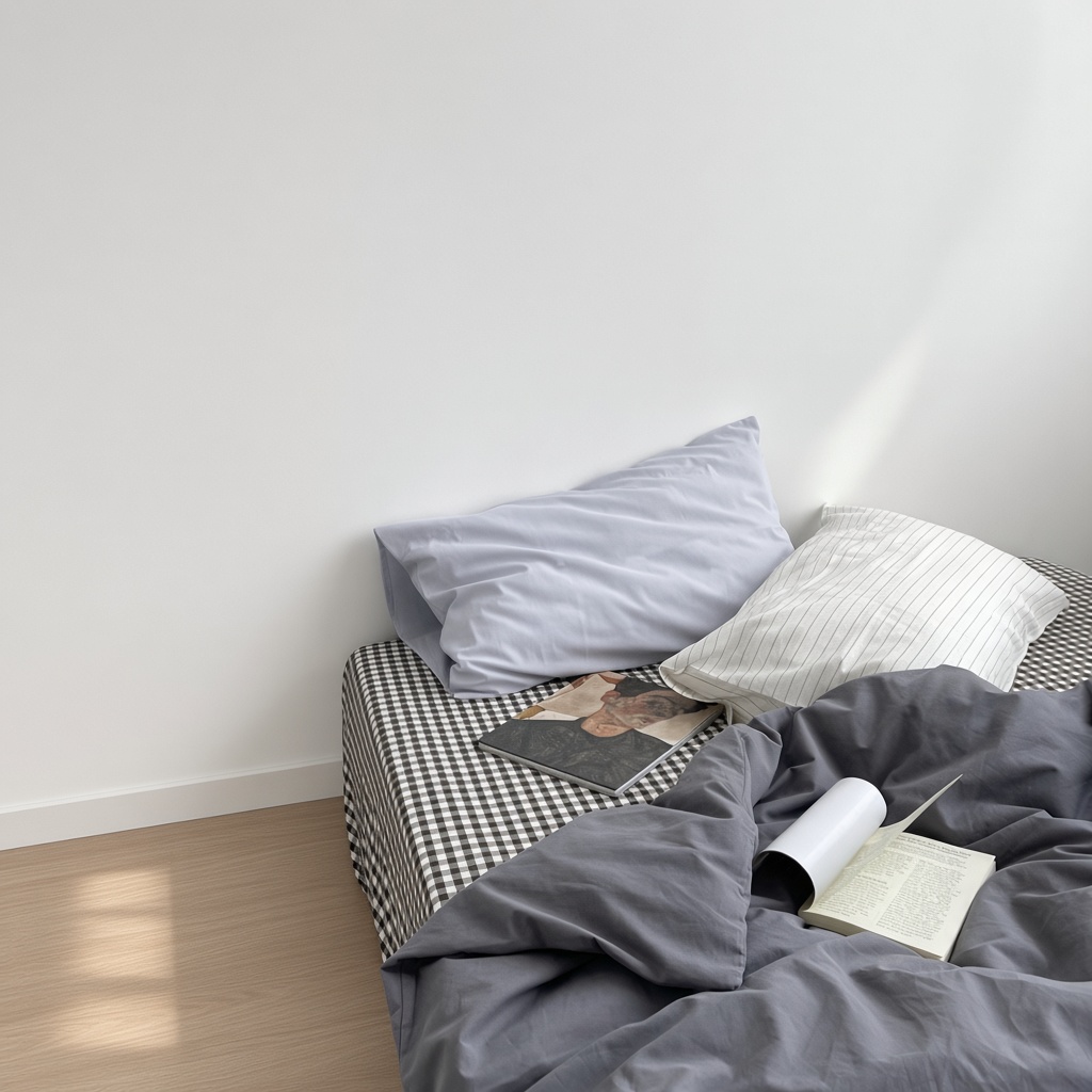 Minimalist Mixed Gingham Cotton Washed Breathable Bedding Set