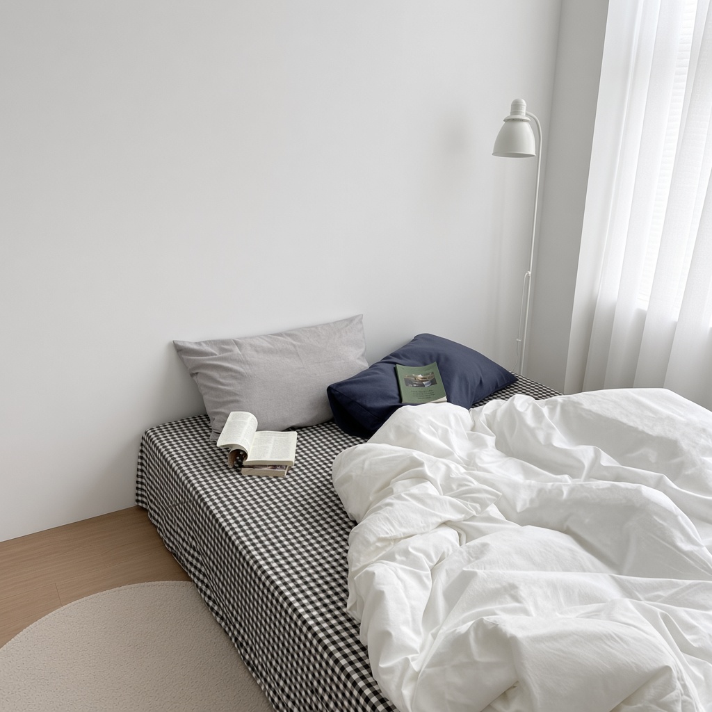 Minimalist Mixed Gingham Cotton Washed Breathable Bedding Set