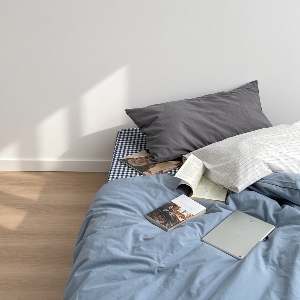 Minimalist Mixed Gingham Cotton Washed Breathable Bedding Set