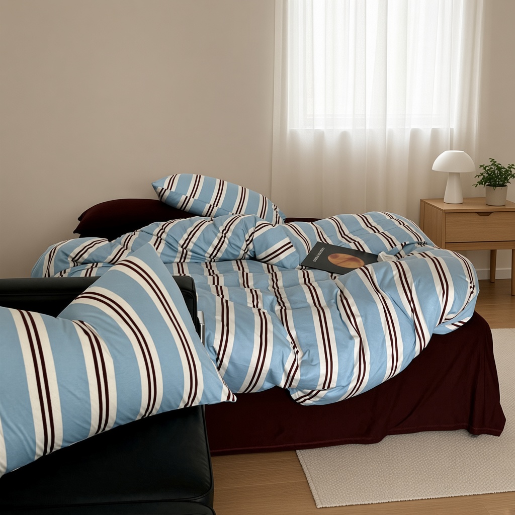 Retro Striped Jersey Knit Bedding Set