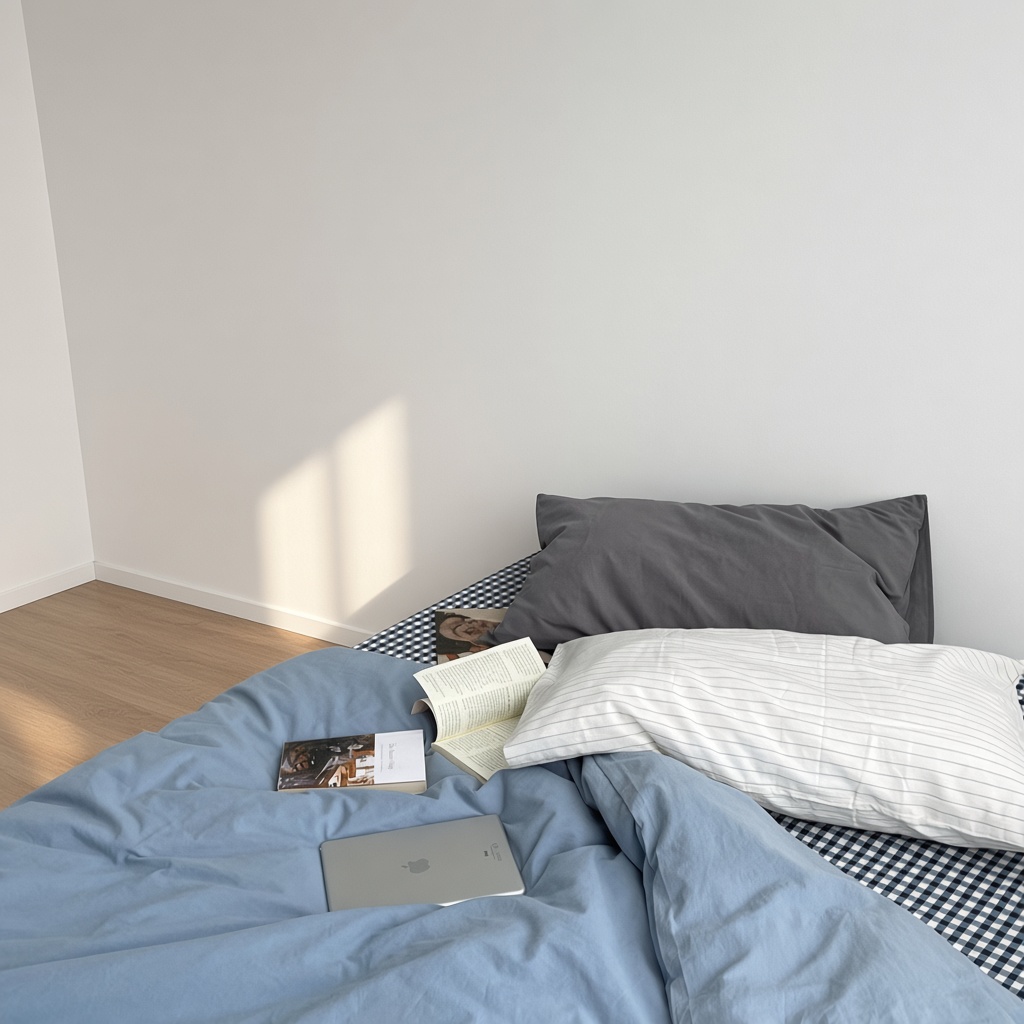 Minimalist Mixed Gingham Cotton Washed Breathable Bedding Set