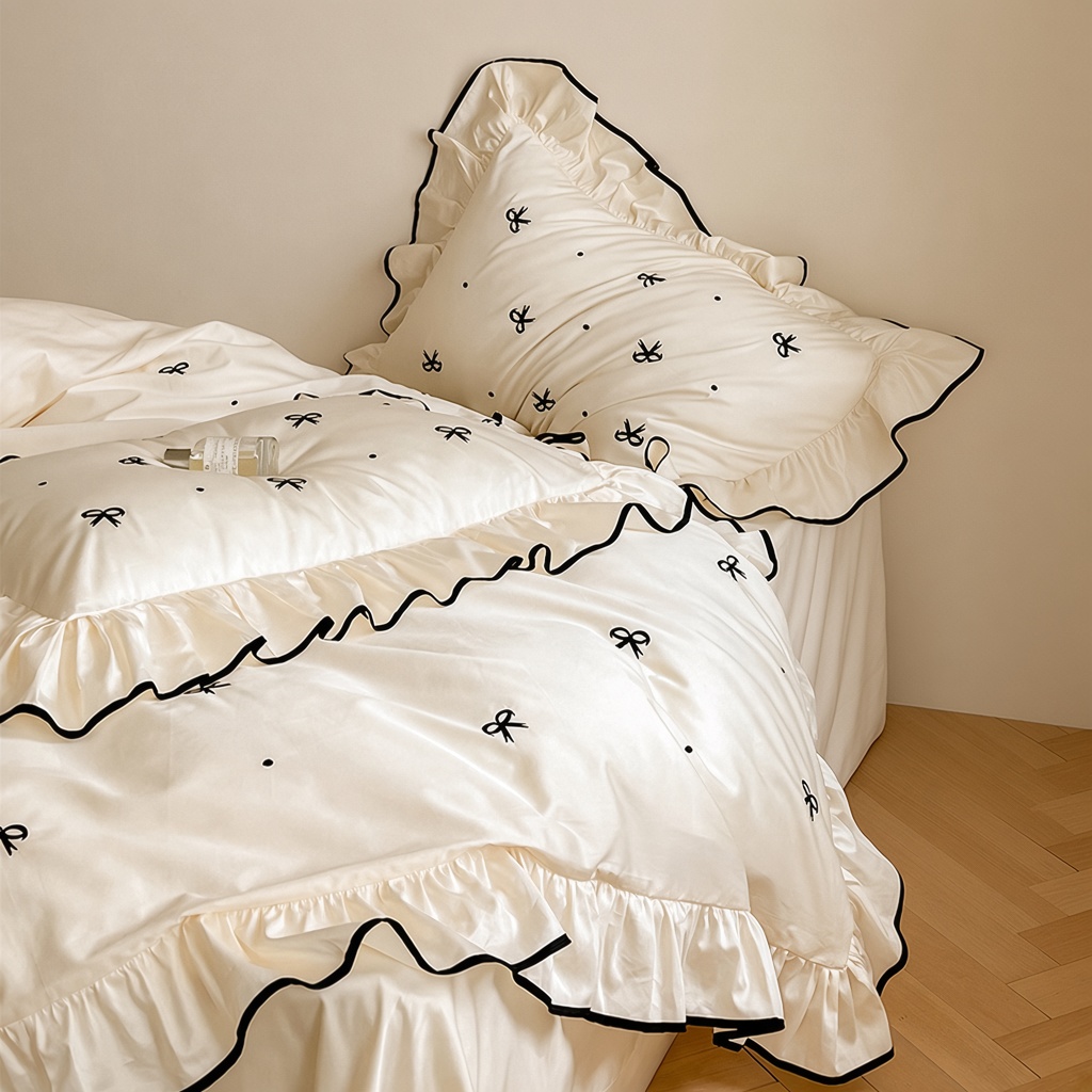 Ribbon Ruffle Long Staple Cotton Jacquard Bedding Bundle