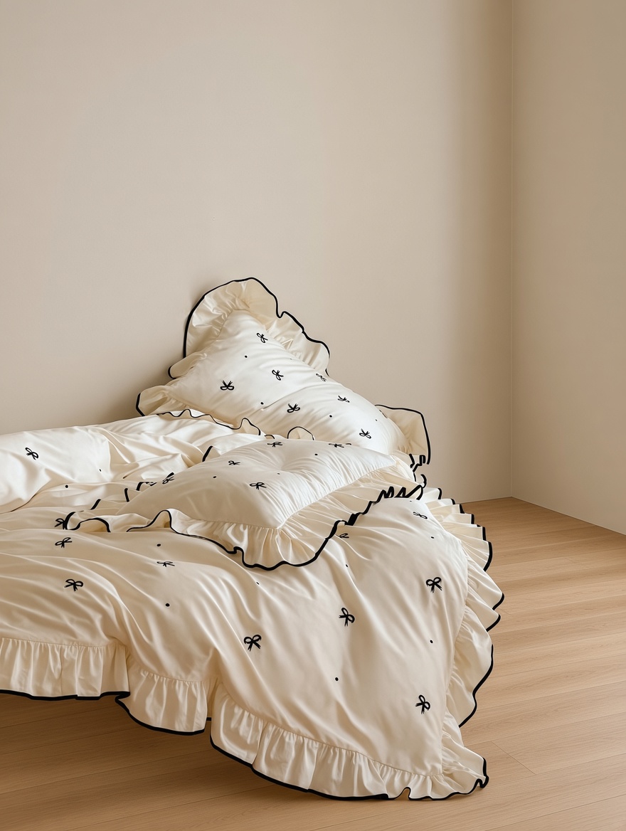 Ribbon Ruffle Long Staple Cotton Jacquard Bedding Bundle
