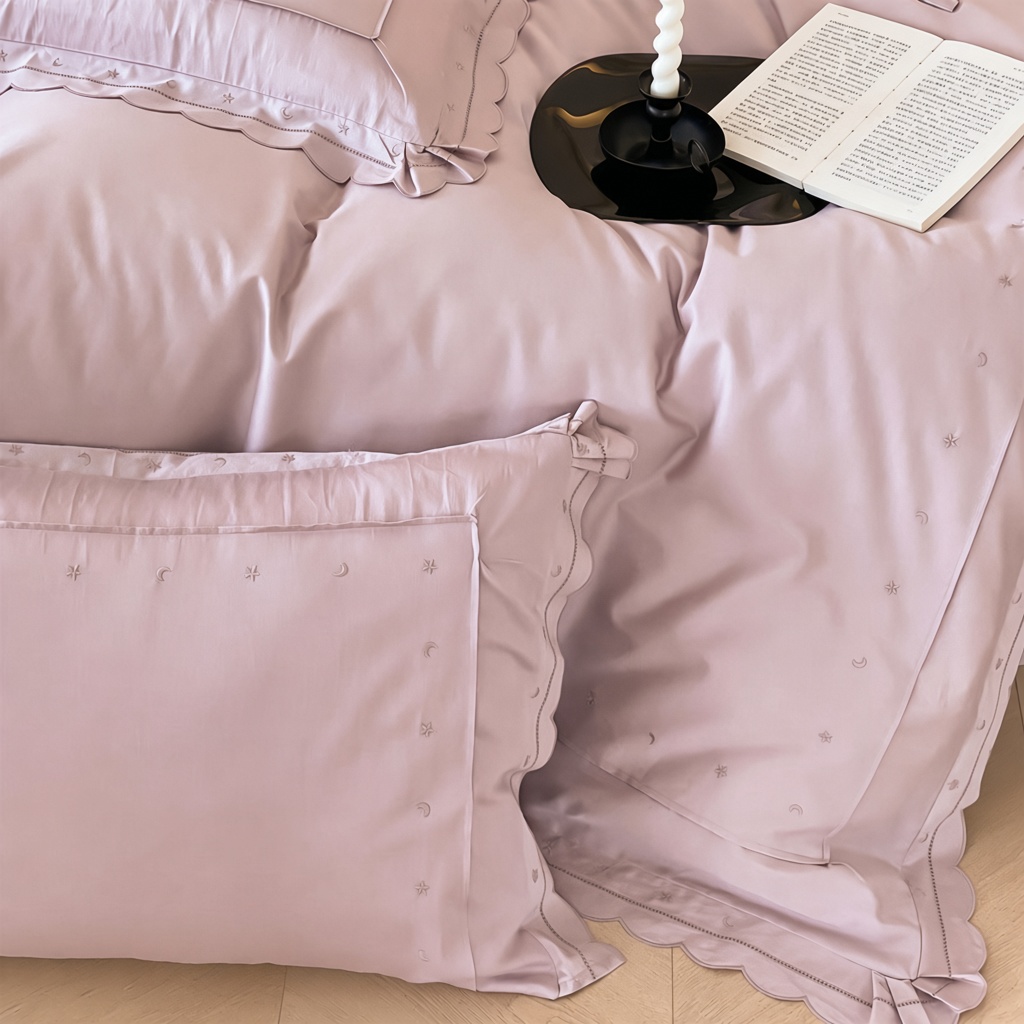 Celestial Ruffle Cotton Embroidered Bedding Bundle