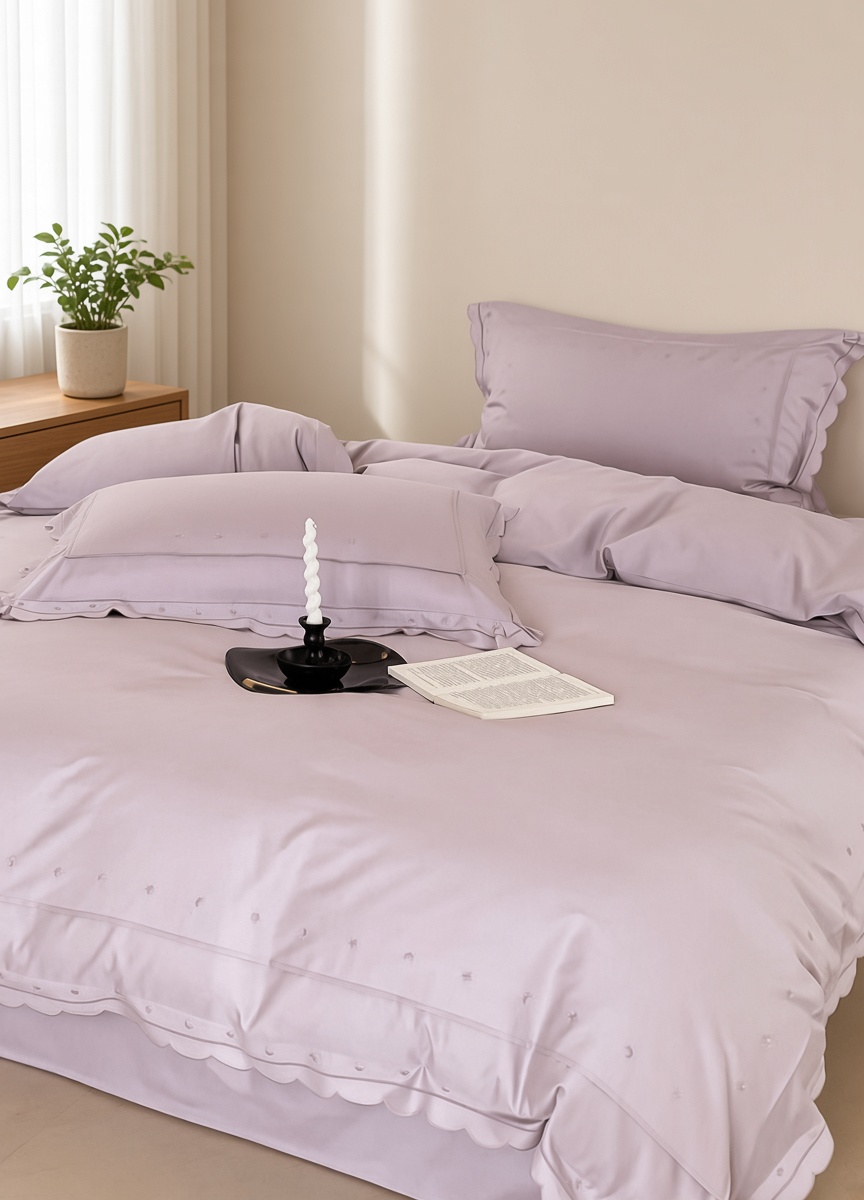 Celestial Ruffle Cotton Embroidered Bedding Bundle