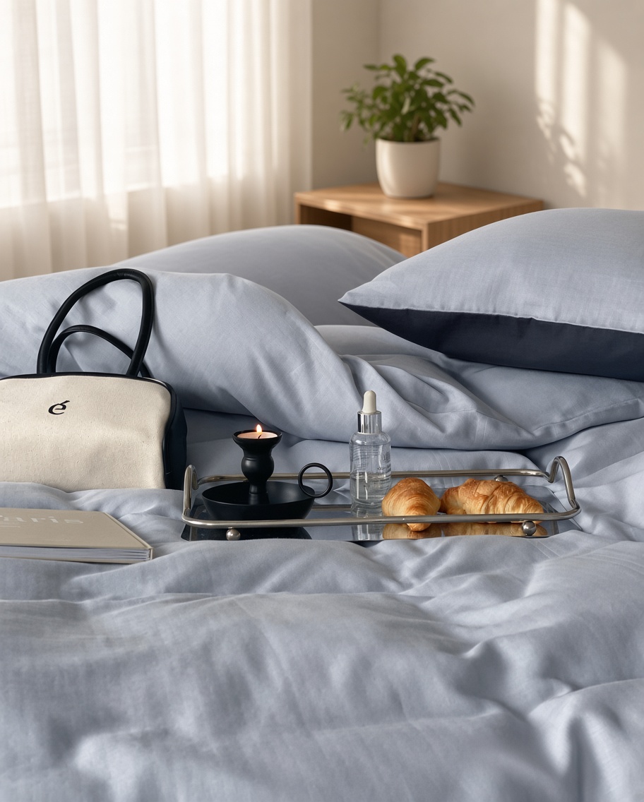 Minimalist Cotton Washed Double Layer Bedding Bundle