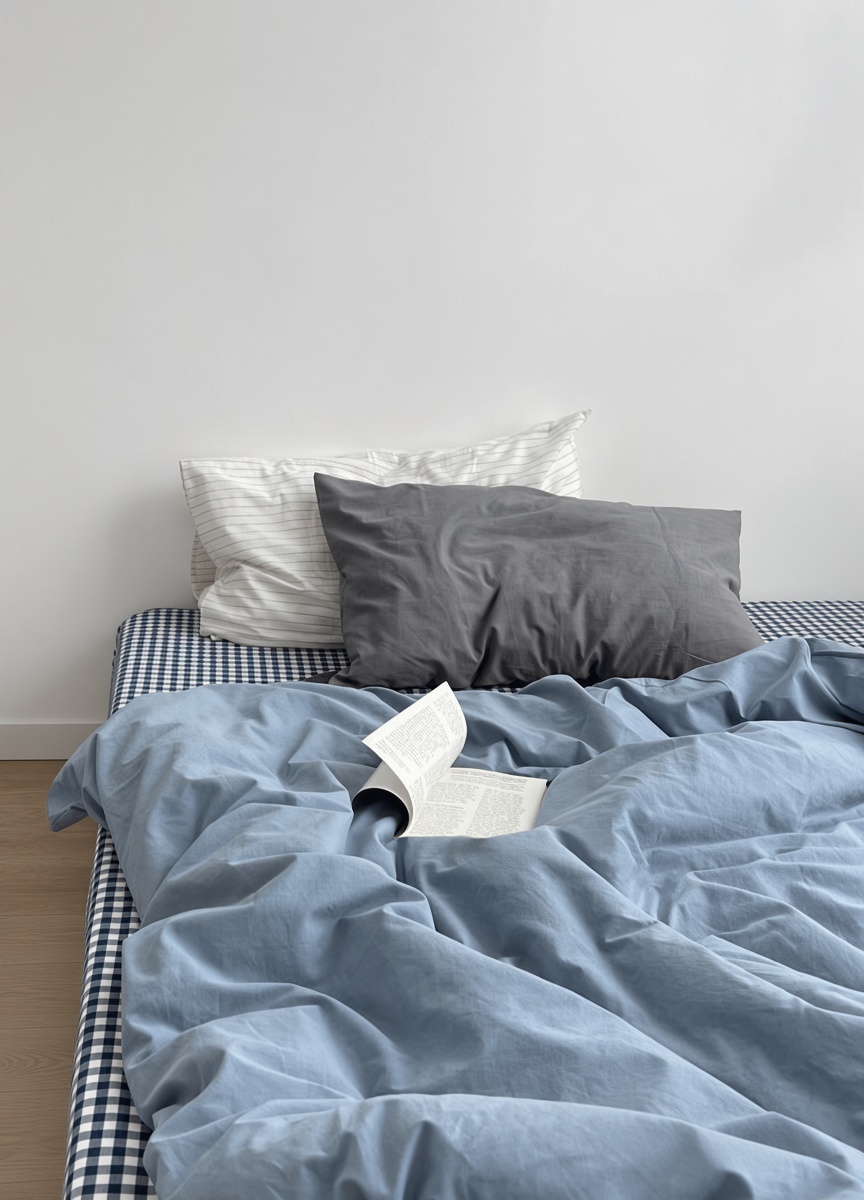 Minimalist Mixed Gingham Cotton Washed Breathable Bedding Set