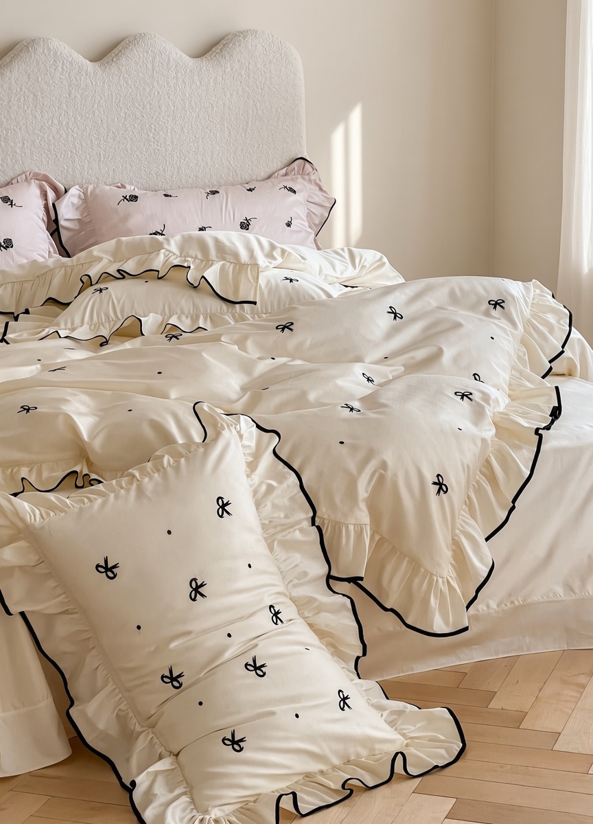 Ribbon Ruffle Long Staple Cotton Jacquard Bedding Bundle