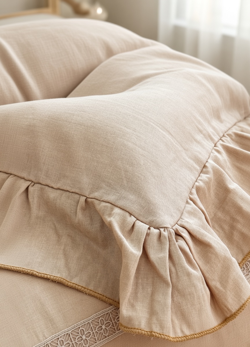 Vintage Lace Ruffle Cotton Double Gauze Breathable Bedding Set