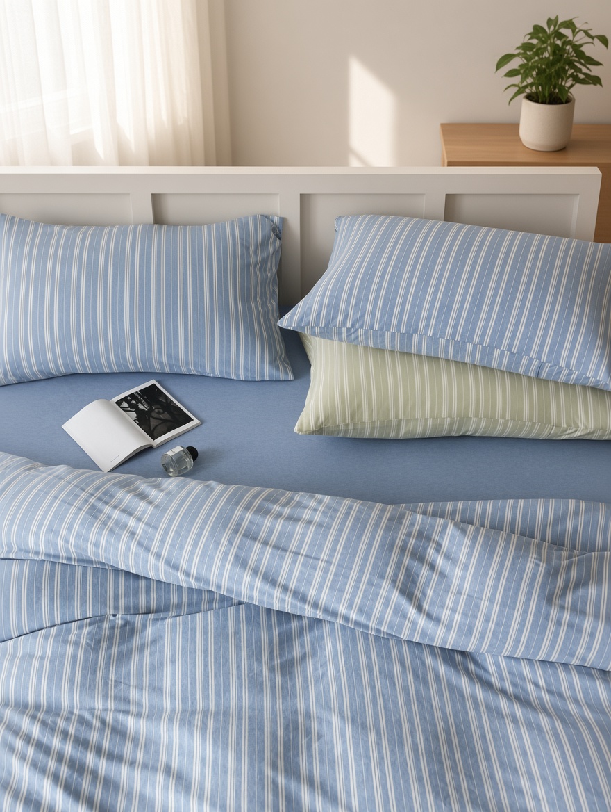 Striped Cotton Jersey Knit Bedding Set