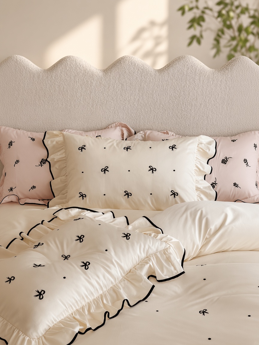 Ribbon Ruffle Long Staple Cotton Jacquard Bedding Bundle