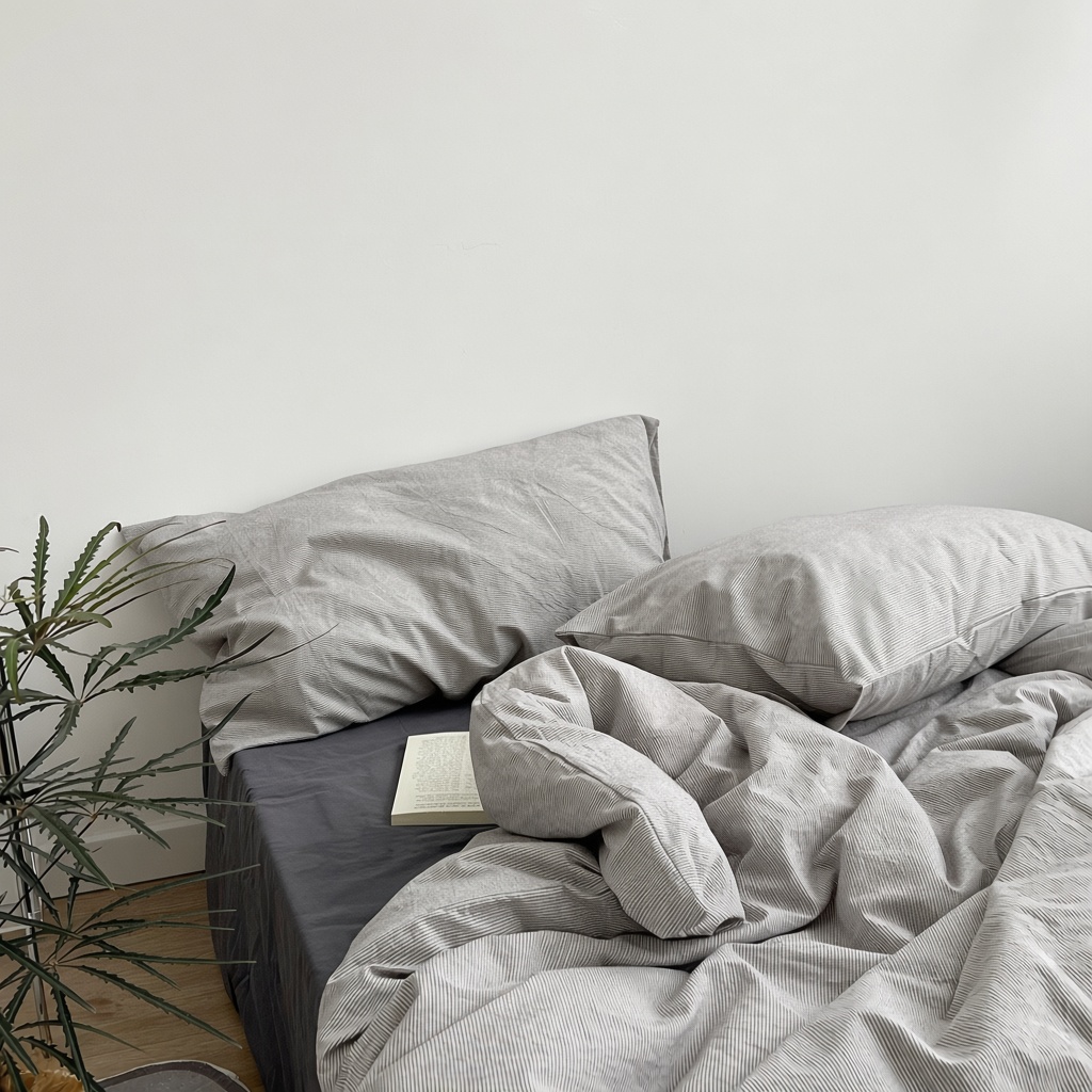 Minimalist Mixed Gingham Cotton Washed Breathable Bedding Set