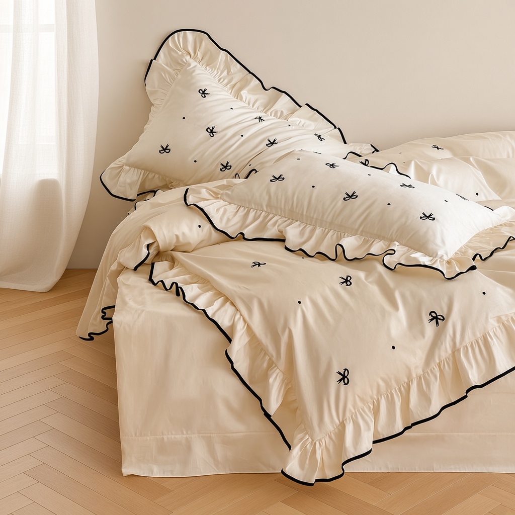 Ribbon Ruffle Long Staple Cotton Jacquard Bedding Bundle