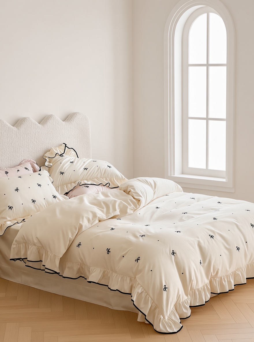 Ribbon Ruffle Long Staple Cotton Jacquard Bedding Bundle