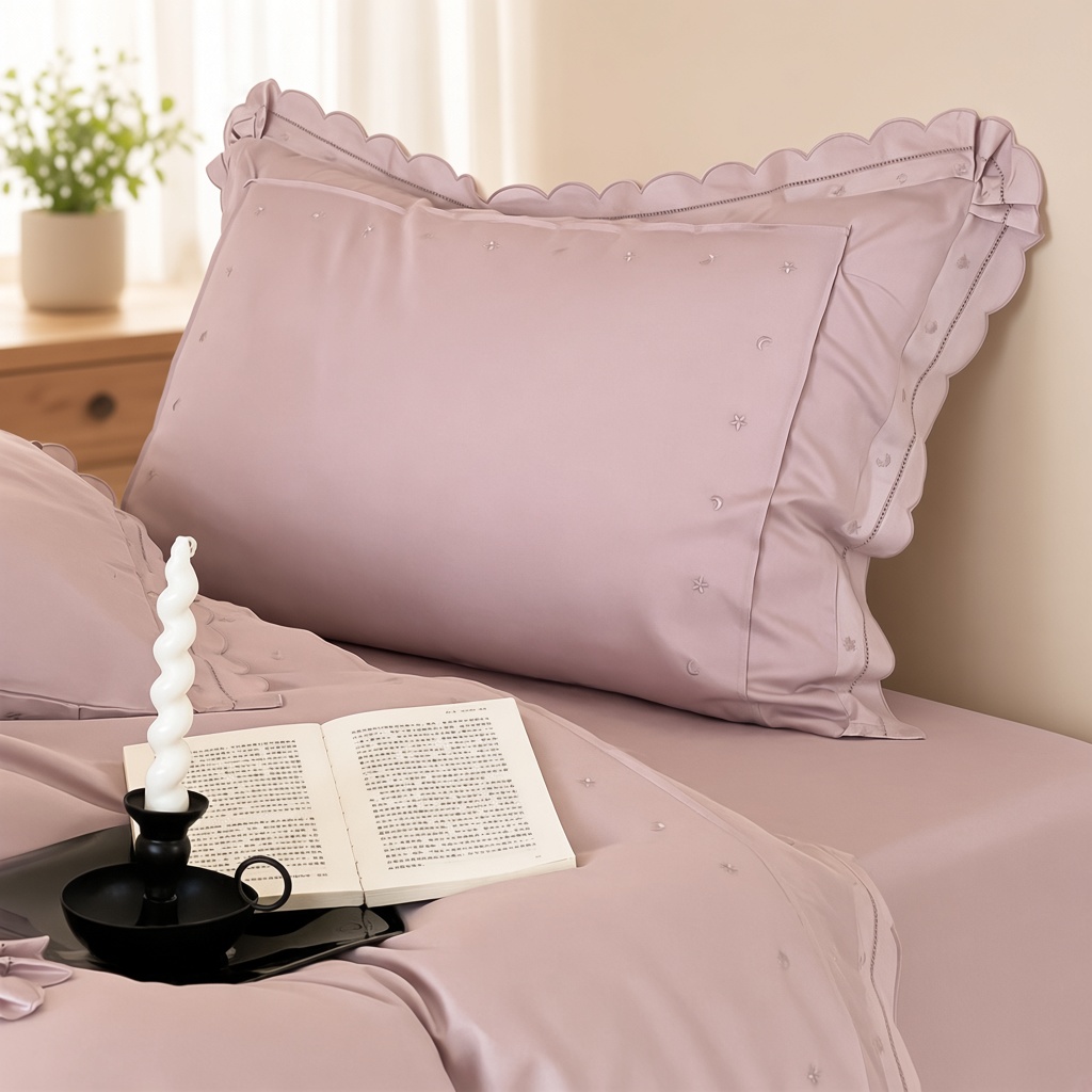 Celestial Ruffle Cotton Embroidered Bedding Bundle