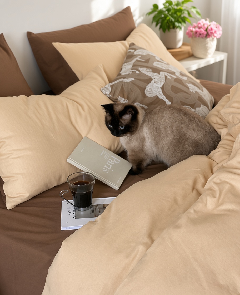 Minimalist Cotton Washed Double Layer Bedding Bundle