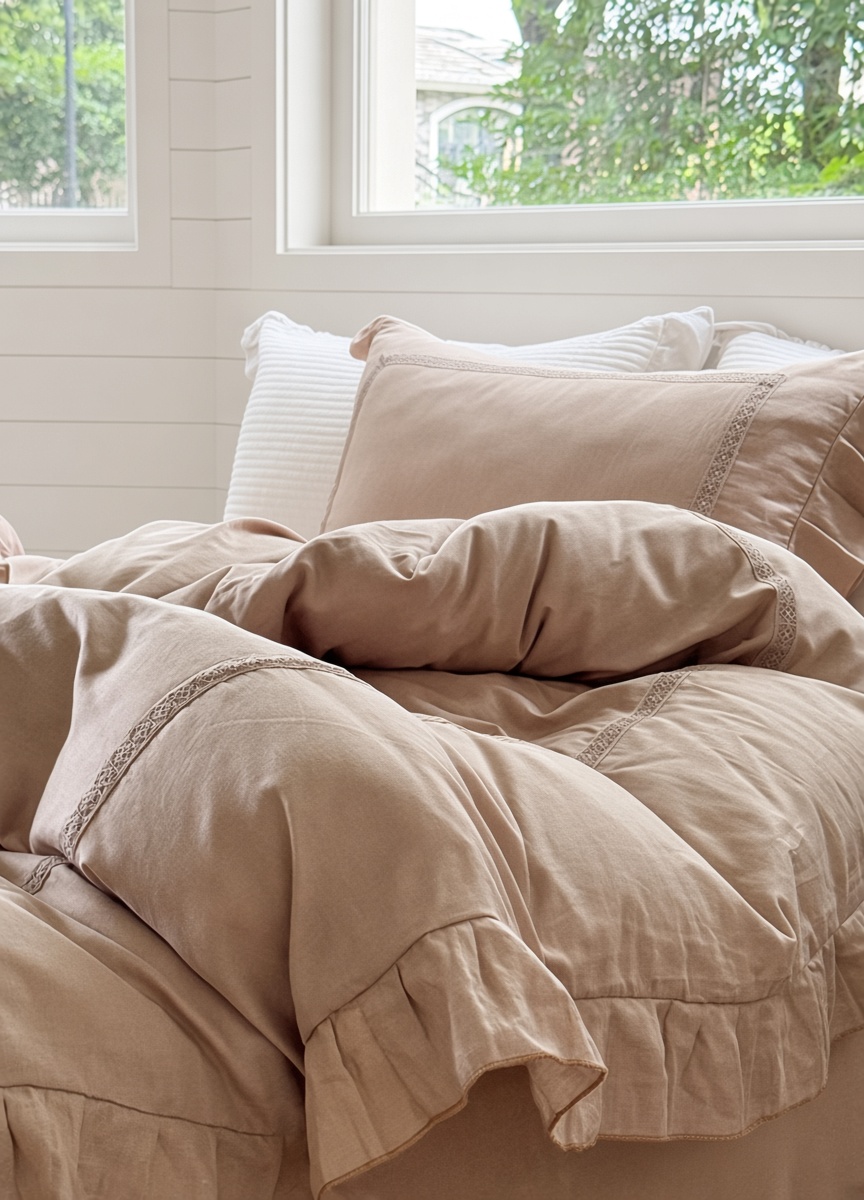 Vintage Lace Ruffle Cotton Double Gauze Breathable Bedding Set