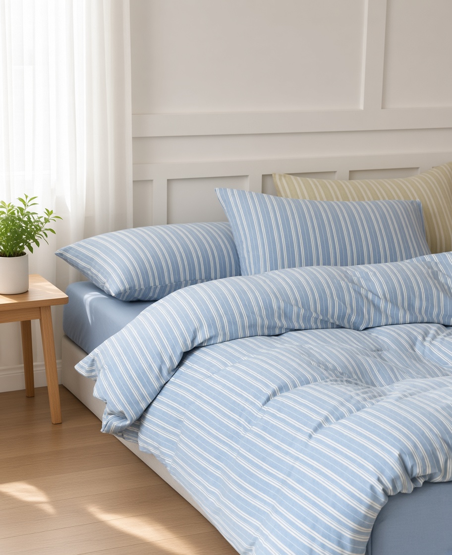 Striped Cotton Jersey Knit Bedding Set