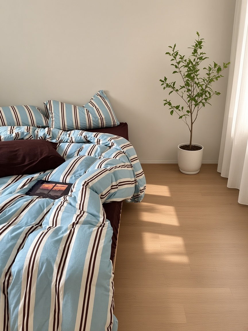 Retro Striped Jersey Knit Bedding Set
