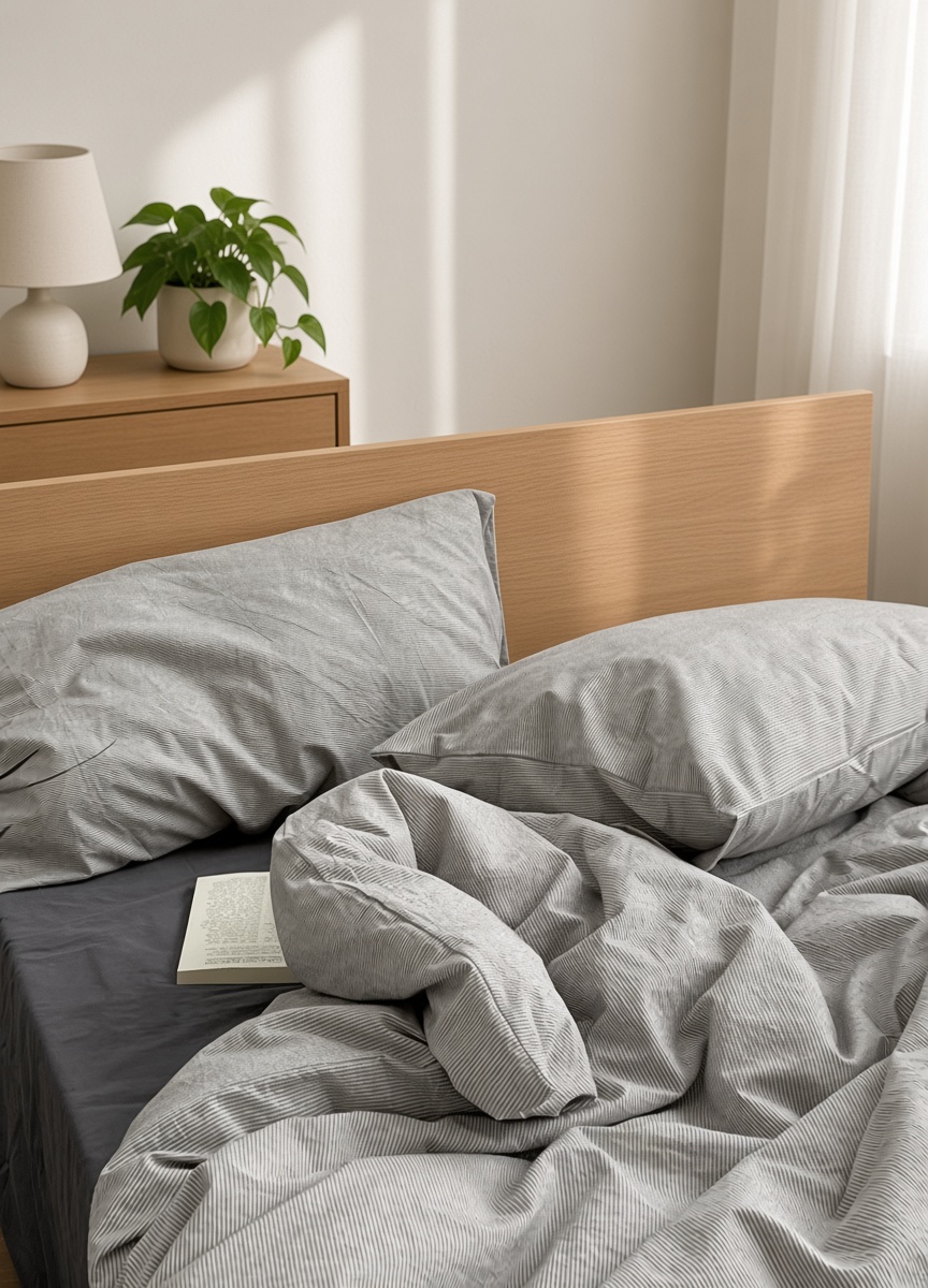 Minimalist Mixed Gingham Cotton Washed Breathable Bedding Set