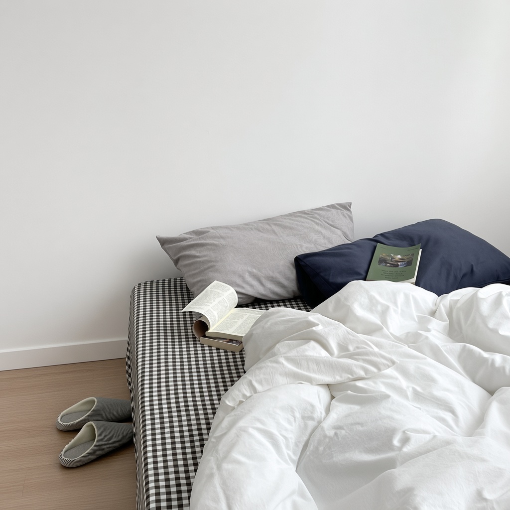 Minimalist Mixed Gingham Cotton Washed Bedding Set