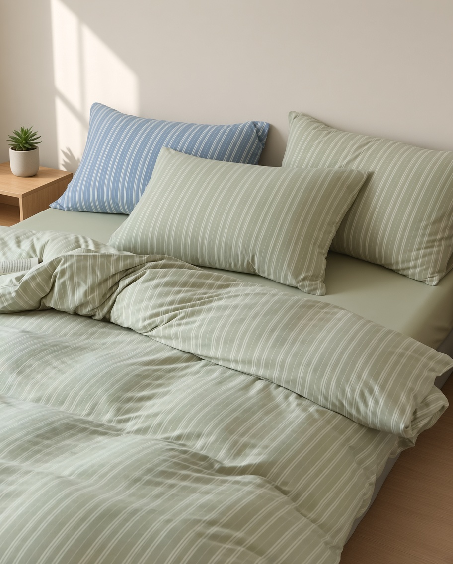 Striped Cotton Jersey Knit Bedding Set