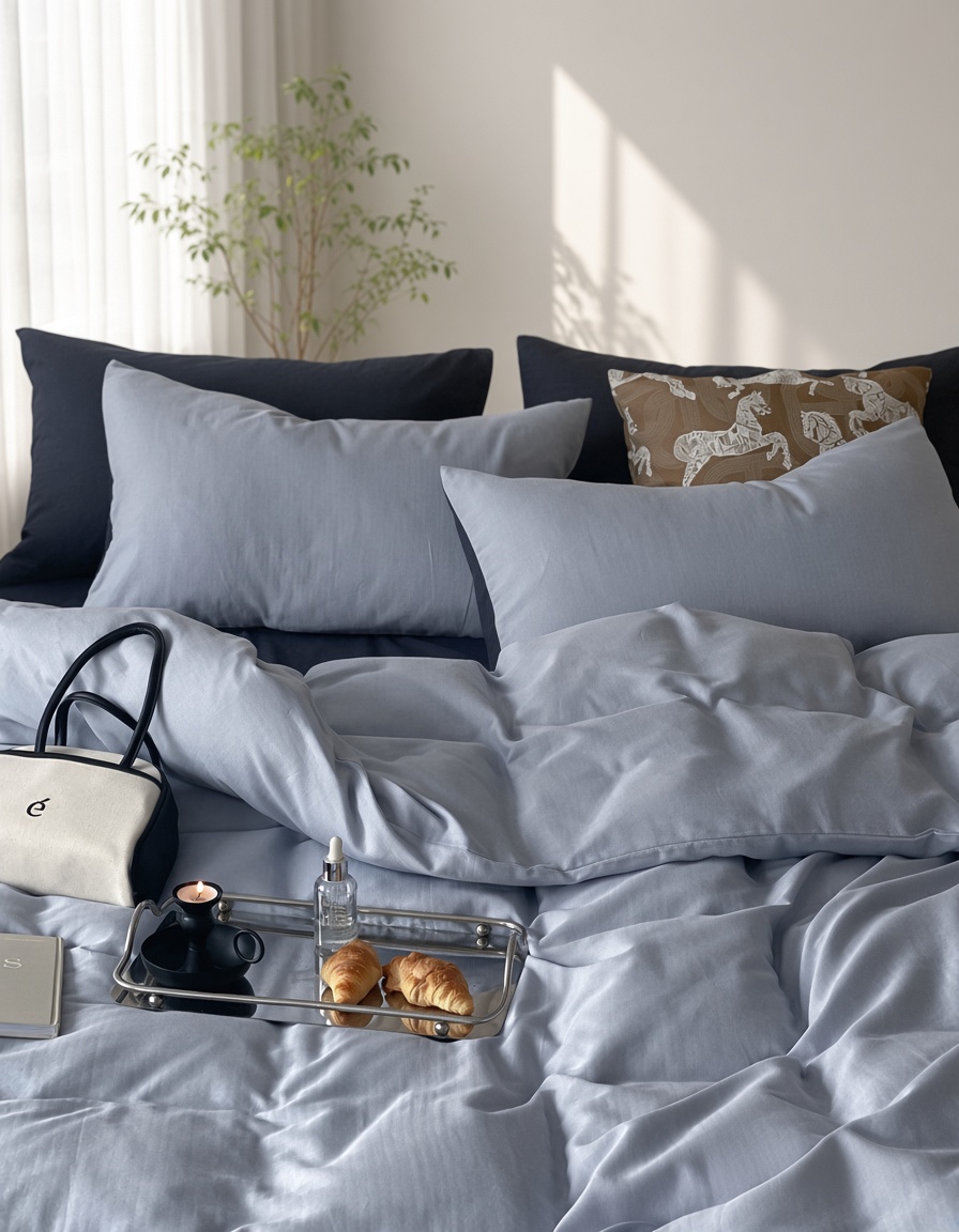 Minimalist Cotton Washed Double Layer Bedding Bundle