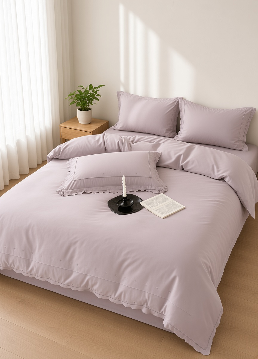 Celestial Ruffle Cotton Embroidered Bedding Bundle