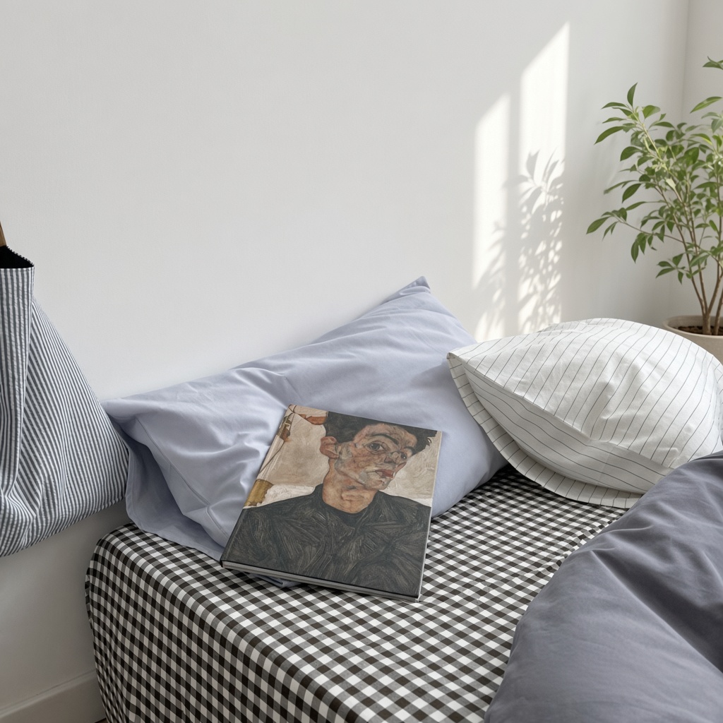 Minimalist Mixed Gingham Cotton Washed Breathable Bedding Set