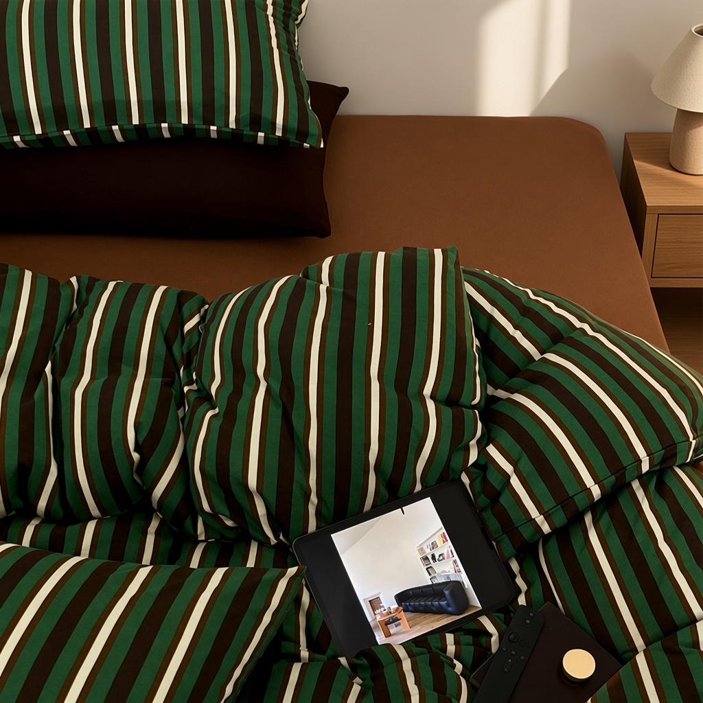 Retro Striped Jersey Knit Bedding Set