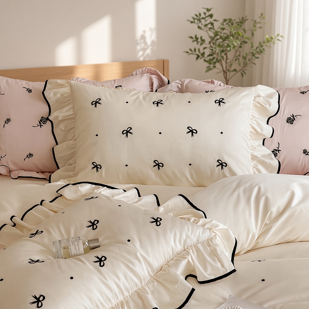 Ribbon Ruffle Long Staple Cotton Jacquard Bedding Bundle