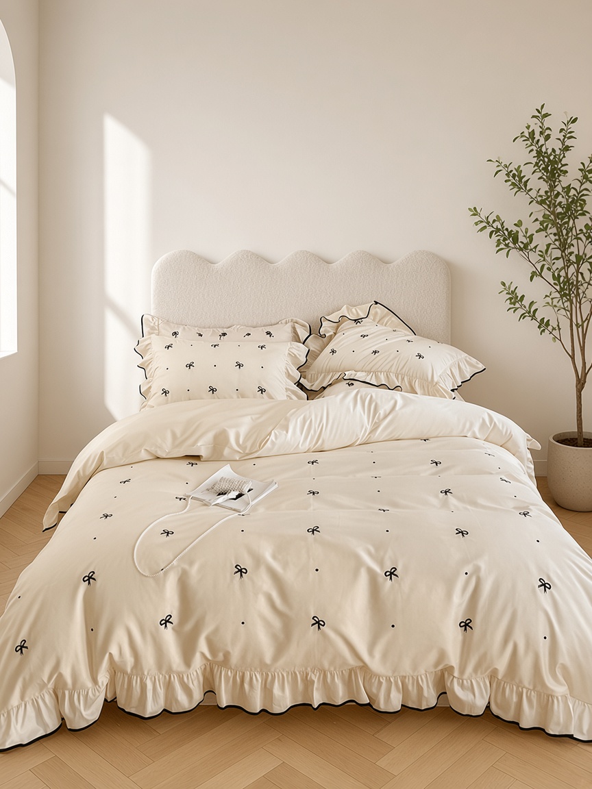 Ribbon Ruffle Long Staple Cotton Jacquard Bedding Bundle