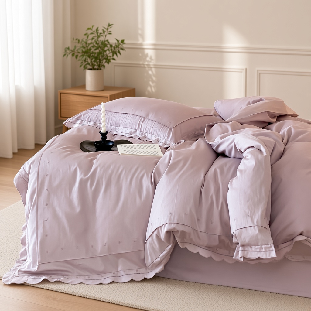 Celestial Ruffle Cotton Embroidered Bedding Bundle