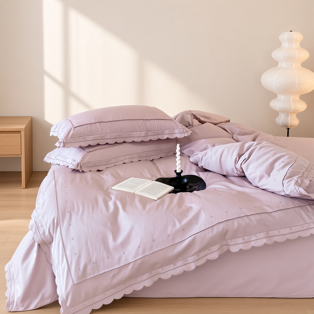 Celestial Ruffle Cotton Embroidered Bedding Bundle